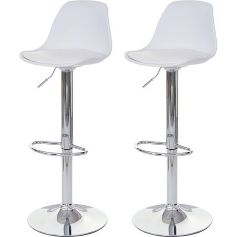 Coppia sgabelli regolabili girevoli con poggiapiedi HHG-083 acciaio ecopelle bianco