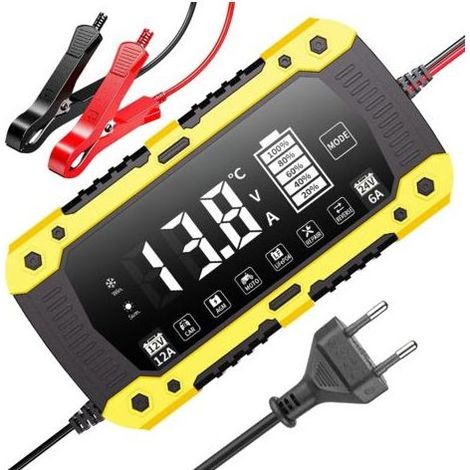 12 V 12 A 24 V 6 A JauneAdaptateur de charge pour batteries au plomb-acide de voiture et de moto 12 V 12 A, 24 V 6 A (LiFePO4, 14,6 V, 29,2 V) (1/4)