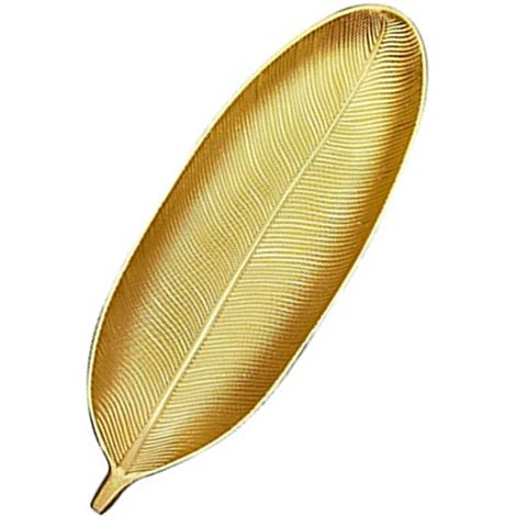 Assiette à fruits dorée en forme de feuille, aspect brossé, en carton compact, idéale pour servir dessert et dessert à la maison. (1/5)