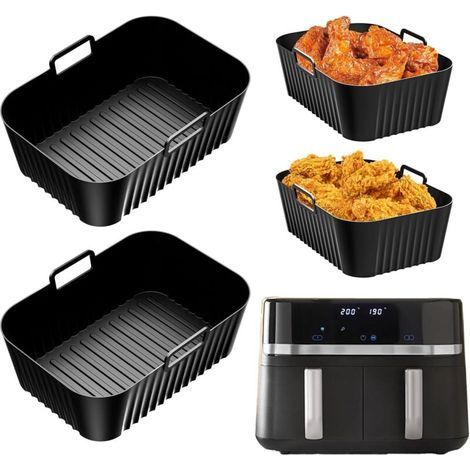 BUNTHAUS Set mit 2 Silikonformen für Russell Hobbs 2-Kammer-Heißluftfritteuse (9 l) (2 x 4,5 l), wiederverwendbar