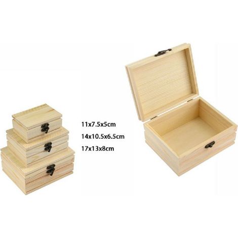 TrAdE Shop Traesio - Set 3 Scatole In Legno Decoupage Tris Matrioska Scatola Cofanetto 74013a Ly30114 -