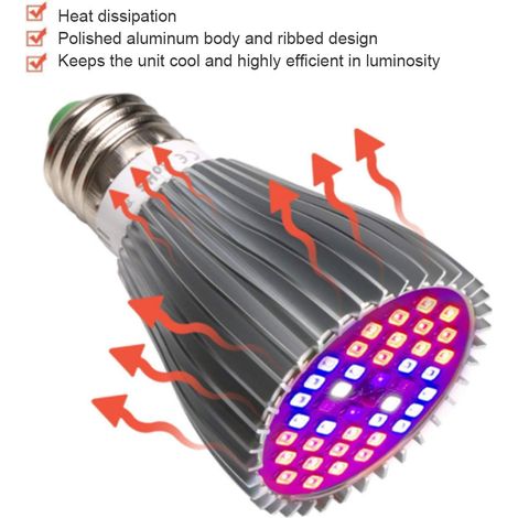Lampe de culture LED à économie d'énergie, lampe de culture hydroponique avec douille E27 facile à utiliser, spectre complet pour la croissance des plantes, grand angle de faisceau-AquaForge