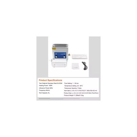 SIHAO 3L 40KHZ Nettoyeur à ultrasons avec chronomètre de chauffage pour bijoux Nettoyage Bouton Contrôle Bagues de lunettes Dentures Instruments de musique bleu