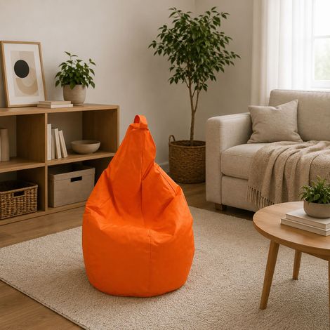 Talamo Italia - Pouf Angillina, Poltrona multiuso, Poltroncina sacco, Pouf poggiapiedi, Made in Italy, 80x80 h120 cm, Arancione (1/4)