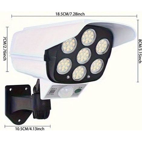 77-LED-Solarwandleuchte mit Bewegungsmelder – Design in Form einer Überwachungskamera für die Außenbeleuchtung (1/5)