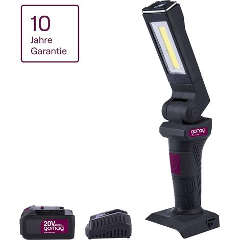 Gomag Akku Arbeitsleuchte GO-AL20 Lampe Brushed 300Lm 20V 4,0 Ah akku &Ladegerät (1/5)