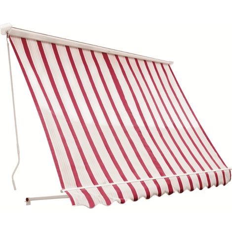 Tenda da sole a caduta braccetti balcone cassone 3x2,5 mt bordeaux crema rigato 5400