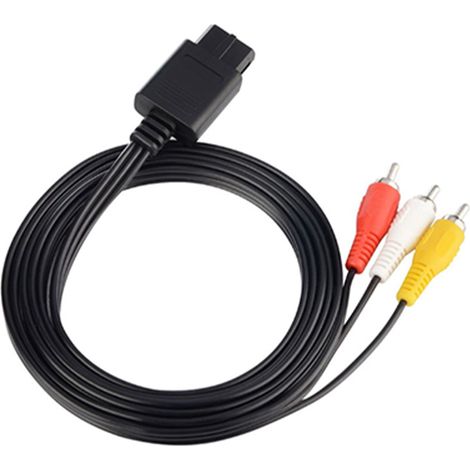 Câble AV standard de 1,8 m (5,9 pi) de longueur, 3 couleurs, mâle, en acier et cuivre, flexible, audio et vidéo pour N64 NGC (1/4)