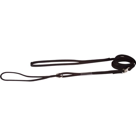 Laisse Expo nylon plate noire avec anneau chromé Taille : T3