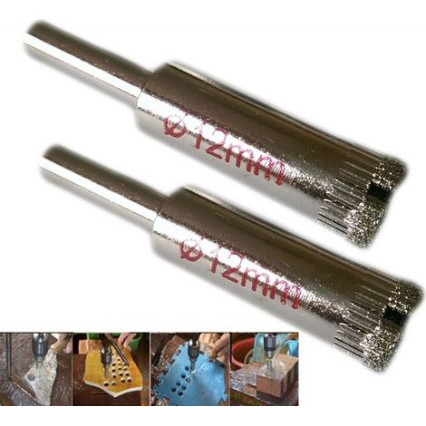KIT 2 FRESA A TAZZA DIAMANTATA Ø 12 mm PER VETRO, MARMO, CERAMICA E VETRORESINA