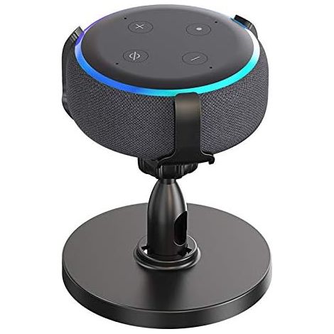 Compatible With Alexa Echo Dot 3Rd Holder Desktop Stand 360° Adjustable Speaker Accessory Rack, Space Saving For Kitchen, Bathroom And Bedroom (Alexa Echo Dot 3Rd, Black) (1/5)