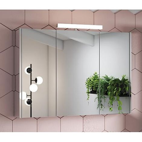 Armoire à glace Vikja avec éclairage LED, 3 portes, miroir latéral 1000x700x155 mm (1/2)