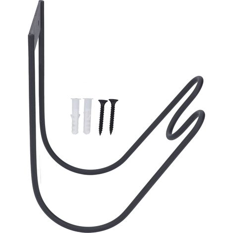 Support mural pour tuyau d'arrosage avec fente pour embout, en acier inoxydable noir. Crochet mural pour tuyau d'arrosage, rallonge ou tuyau d'aspirateur. (1/5)