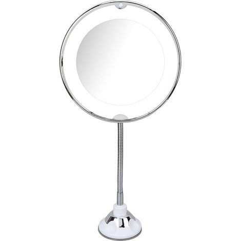 Miroir cosmétique LED blanc 10X grossissant, ventouse 8 pouces pour maquillage, miroir de beauté avec lumière blanche (1/5)