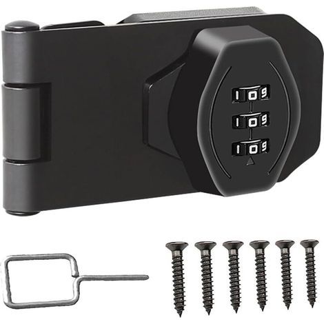 Serratura senza chiave, serratura a combinazione a 3 cifre con manopola rotante per armadi, porte scorrevoli di sicurezza per porte di piccole dimensioni, ripostigli, porte da fienile, bagni ed estern (1/4)
