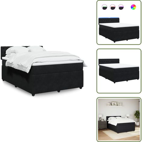 Boxspringbett mit Matratze Schwarz 160x200 cm Samt - Boxspringbett - Boxspringbetten - Bett - Schlafzimmermöbel (1/5)