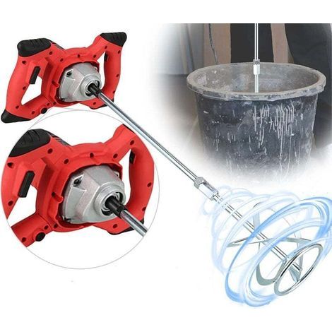 Mélangeur peinture 1500W 220V – 6 vitesses réglables – Double poignée ergonomique – Pour ciment, mortier et peinture (1/5)