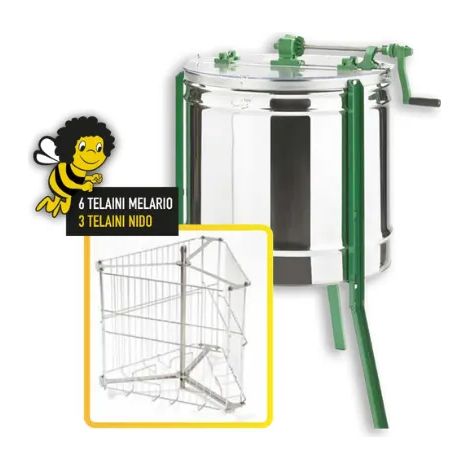 Art.187 Smielatore hobby 3 telaini nido 6 melario inox 25 kg