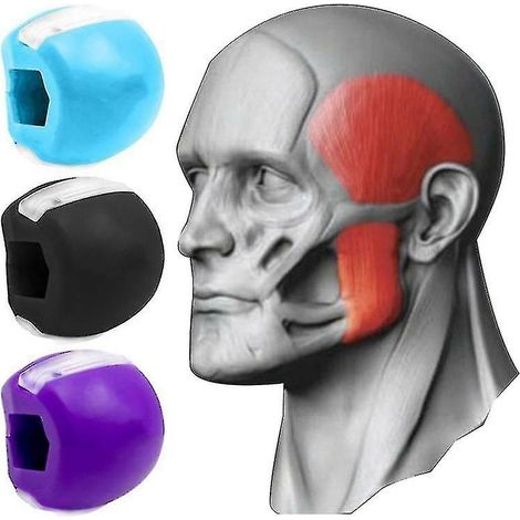 3-pack Silicone Masseter Chewing Balls Facial Muscles Jaw And Neck Muscle Exercise Balls Black Purple Blue
