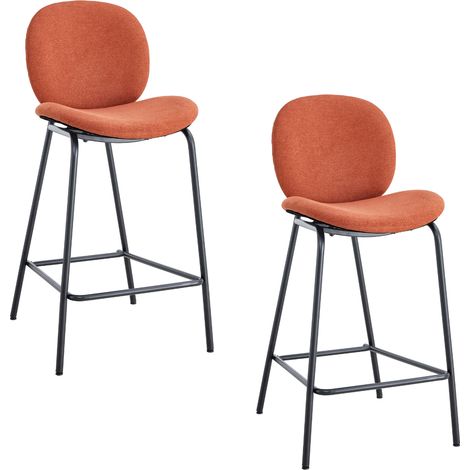 CALICOSY - Lot de 2 tabourets en tissu avec pieds en métal noir L43 cm - CORI (1/5)