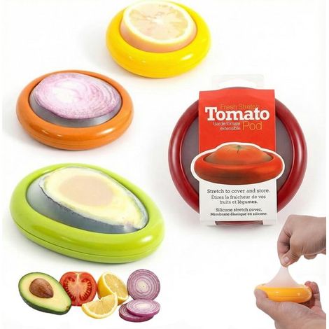 Boîtes de conservation alimentaire universelles - Pour fruits et légumes au réfrigérateur - Réutilisables - Souples - Vert, rouge, jaune, marron (1/5)