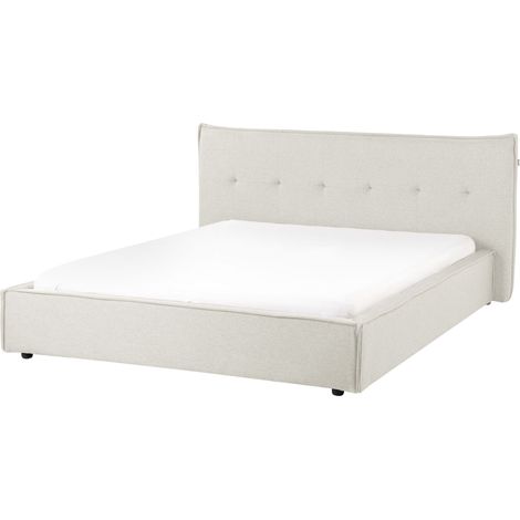 Bed Faux Linen LESTRE 160 x 200 cm (EU King Size) Off-White