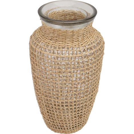 Vase Hydroponique Tressé en Herbe Kaki, Grand Format, Pot à Fleurs Décoratif pour Plantes D'intérieur, Jardinière Naturelle pour Bureau et Maison, Vase Décoratif Style Nordique (1/5)