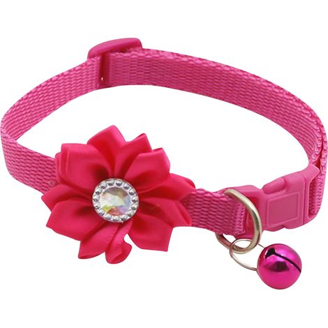 Collier Chien Clochette Fleur - Réglable 19-32 cm - Largeur 1 cm - Fermoir Sécurité - Pour Chiot et Petit Chien - 1 Pièce (1/2)