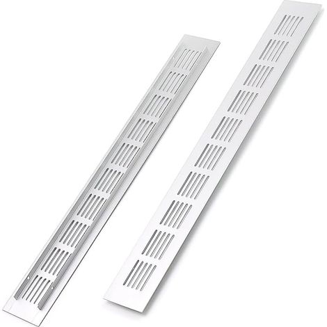 Aluminium Air Vent Grille 400 x 50 mm Silver Rectangular Ventilation Grills for Cupboards, Bedrooms and Doors (1/5)