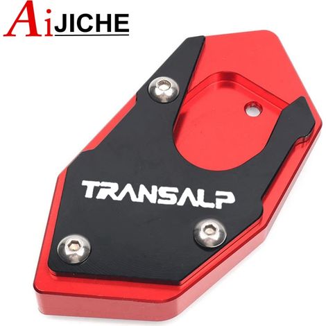 (TRANSALP Rouge) Plaque d'extension de béquille latérale CNC, compatible avec HONDA XLV 600 650 700 TRANSALP DOMINATOR NX650 FMX650 maxpower (1/4)