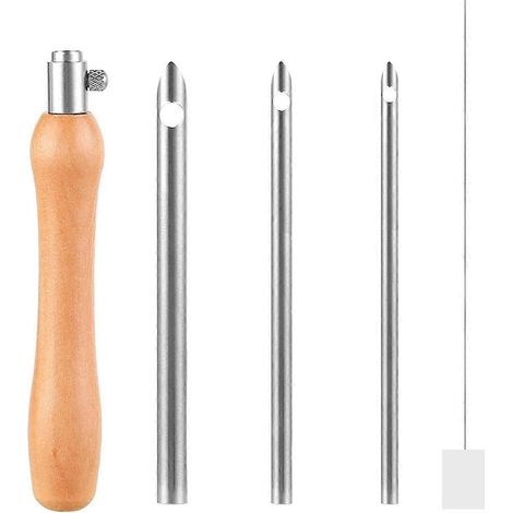 Kit de 5 outils pour poinçonnage, comprenant une aiguille à poinçonner en métal, un enfile-aiguille et un jeu d'aiguilles de 2,5/3,5/5 mm. (1/5)