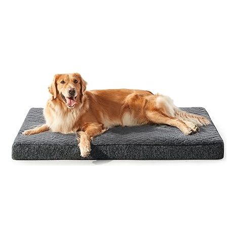 Panier Chien Grande Taille XXL, Coussin Chien Lavable, Tissu Peluche, Base antidérapante, Tapis Chien Matelas Lit, 119x74x10cm, Gris (1/5)