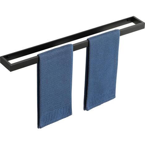 1 Porte-Serviettes Mural, Acier Inoxydable SUS304, Montage Par Vis, 70CM Noir Mat, Pour Salle De Bain Cuisine