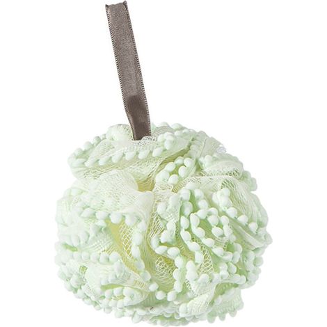 Eponge de douche maille polyester PE verte 11 cm exfoliante mousse abondante gant mesh grand lavable homme femme (1/5)