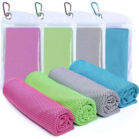 Lot de 4 serviettes rafraîchissantes (101,6 x 30,5 cm), serviettes de sport glacées, serviettes rafraîchissantes pour la nuque, serviettes douces et respirantes en microfibre pour la salle de sport, l