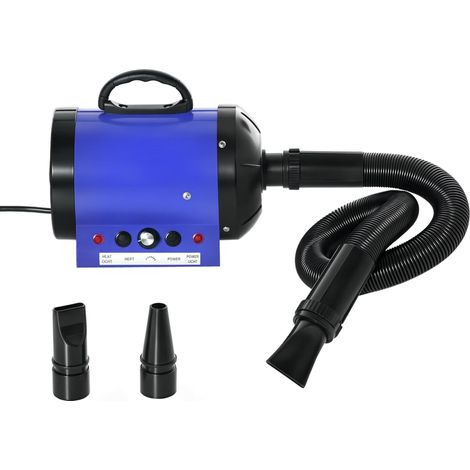 PawHut Séchoir professionnel sèche-poils toilettage pulseur sèche-cheveux pour chiens chats animaux 2800W vitesse et température réglable 3 buses interchangeables incluses bleu