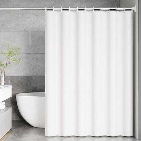 Tenda doccia - Tenda per doccia impermeabile Tenda di separazione di una doccia Con anelli di plastica Per doccia e vasca da 180 x 180 cm - PEVA - Bianco (1/5)
