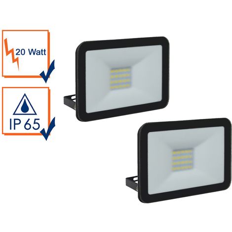 20 Watt LED Strahler ALU, 2er SET 5000 Kelvin Neutralweiß, IP65, 12x16cm (1/5)