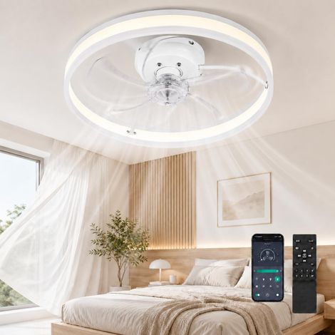 50cm Ceiling Fan with LED and Remote Control - 4400lm, 90Ra, Silent DC Motor, High Airflow (960rpm), Reversible Summer/Winter - APP Drive, Compact Design for Small Spaces. (1/5)