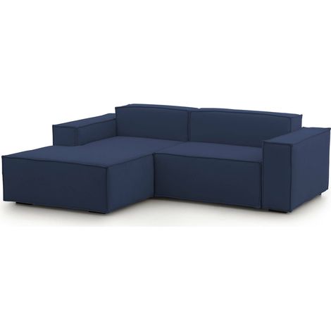 Talamo Italia Divano fisso Nadia, Divano componibile a 2 posti con penisola sinistra, 100% Made in Italy, Sofà moderno in tessuto, Cm 220x170h70, Blu, con imballo rinforzato