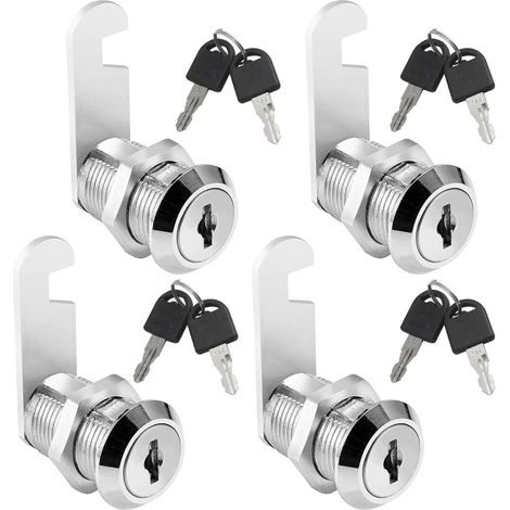 Serrure Bohaner 4 x 16 mm pour armoire, boîte aux lettres, cylindre à clé, serrure à came, boîte à outils, classeur, tiroir de bureau avec 8 clés identiques (1/5)