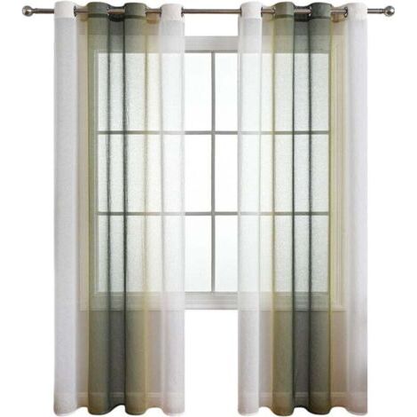 2er-Set Ösenvorhänge – Farbverlauf und transparente Textur – modernes Design – für Wohnzimmer-, Küchen- oder Schlafzimmerfenster