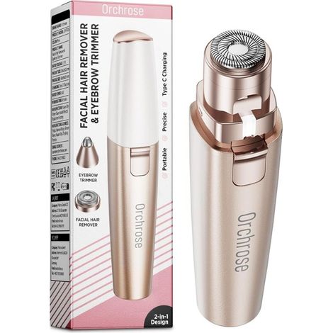 Épilateur rechargeable pour femmes, dernier modèle 2025 : appareil 2 en 1 pour la mise en forme des sourcils et l’épilation du visage (Gold-AquaForge) (1/5)