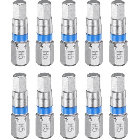 10Pcs Embout de Tournevis Hexagonal H5 Longueur de 25mm/1" (1/5)
