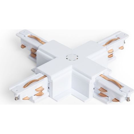 Conector Tipo X para Carril Trifásico DALI Empotrable Aluminio Blanco (1/4)