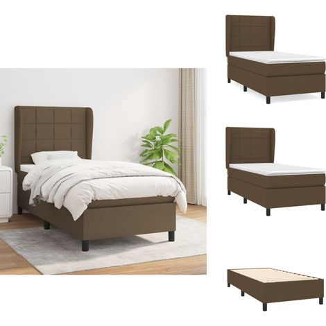 Boxspringbett mit Matratze Dunkelbraun 100x200 cm Stoff - Boxspringbett - Doppelbett - Bettenrahmen - Lattenrost - Matratze (1/5)