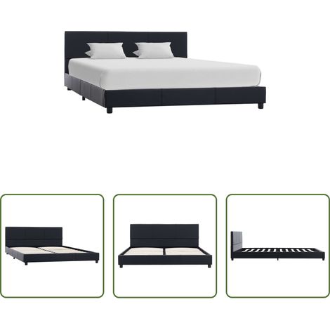 vidaXL Tête de lit - Cadre de lit Noir Similicuir 160x200 cm (1/5)