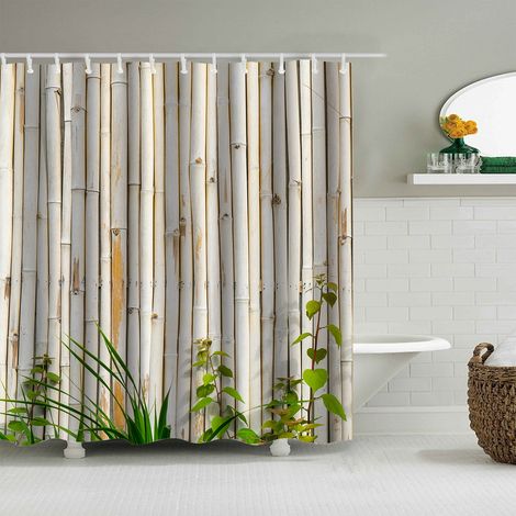 Rideau de douche, rideau de salle de bain, impression numérique 3D, rideau de douche résistant à la moisissure, tissu polyester imperméable, avec croc (1/5)