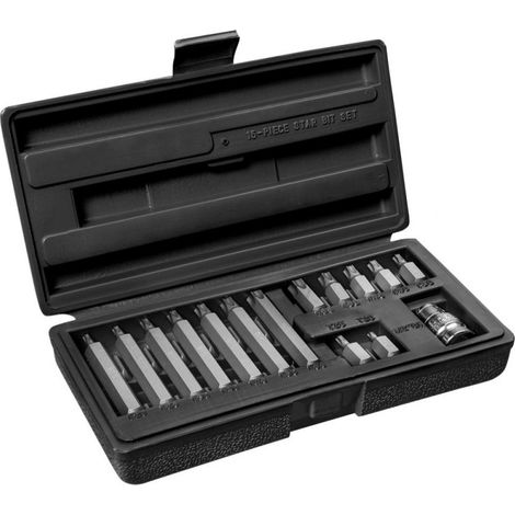 Set di 15 punte per cacciavite torx in acciaio topex - adattatore valigetta inclusa, gto 39d391 (1/3)