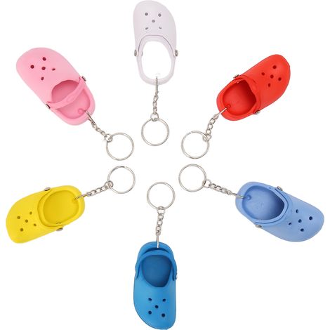 6 porte-clés chaussons en silicone souple, coloris assortis, flexible et portable, pour sac à dos, vêtements et sac. (1/5)
